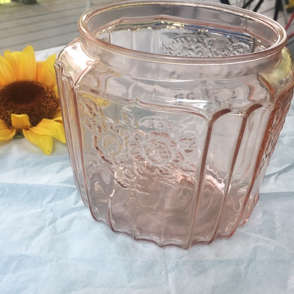 Vintage Anchor Hocking Mayfair pink rose cookie or biscuit Jar 1931-1937 - Picture 1 of 6